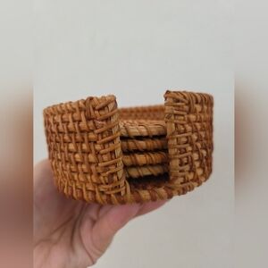 4 Pcs Tan Woven Coasters